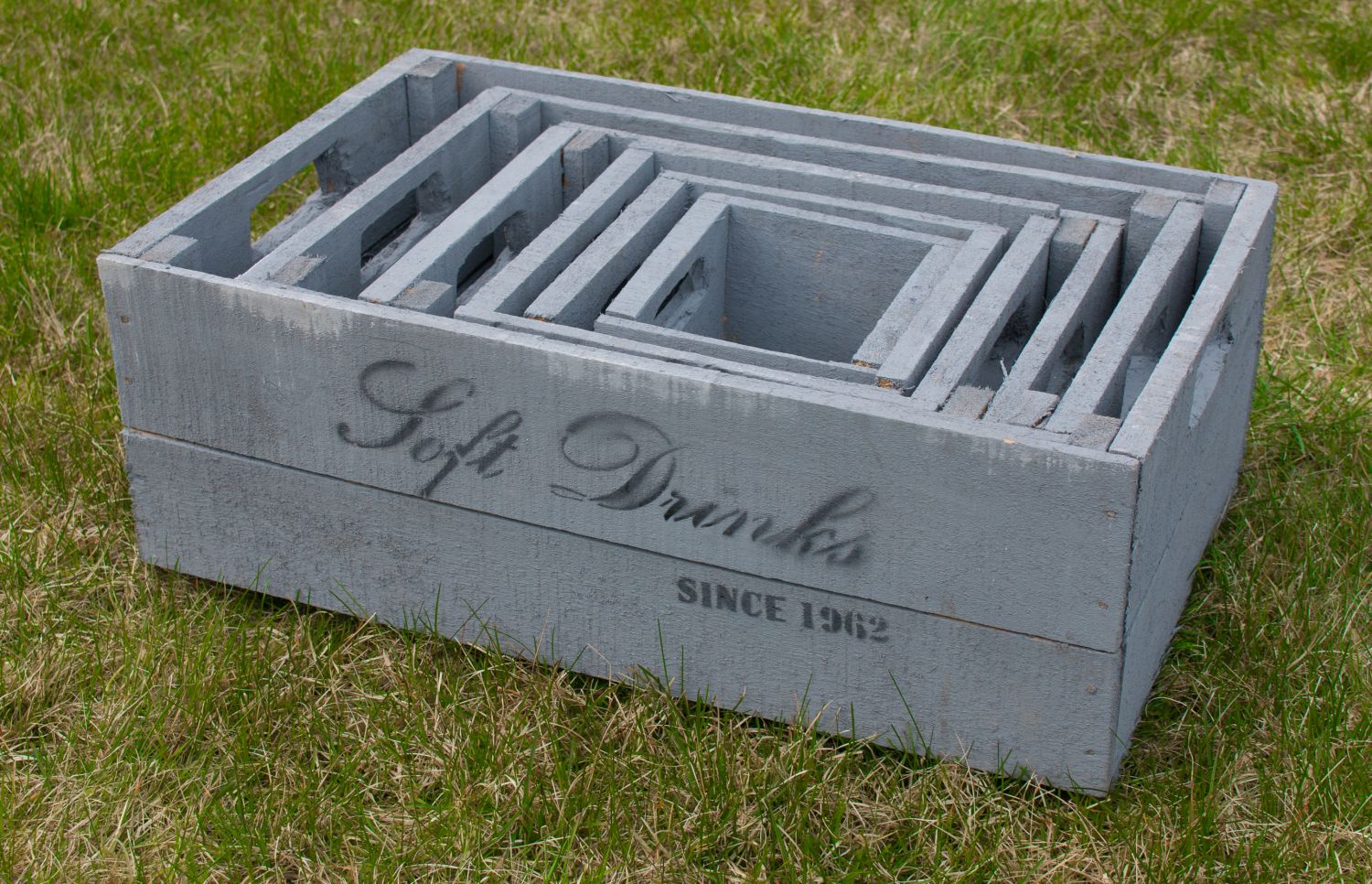 Holzkisten 6er-Set - Deko-Kisten in Grau, Weiß oder Natur