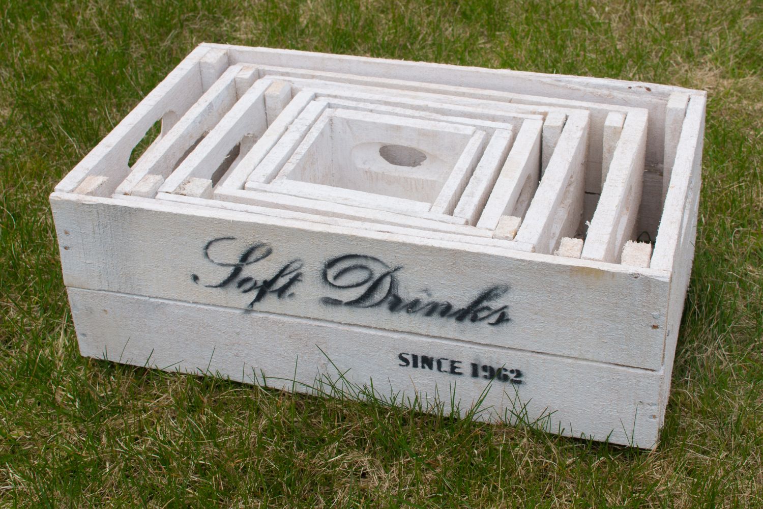 Holzkisten 6er-Set - Deko-Kisten in Grau, Weiß oder Natur